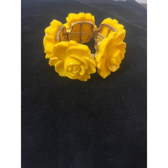 Vintage Tutti Fruiti Yellow Rose Stretch Bracelet - Picture 1 of 3